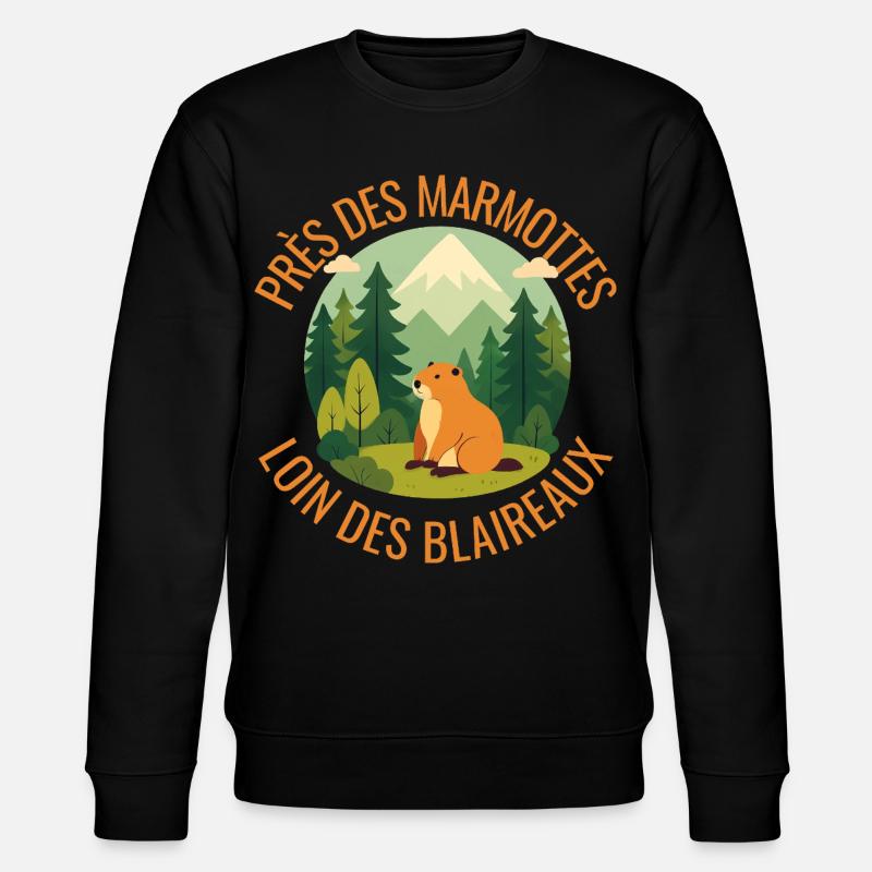 Alpenmurmeltier im Wald - Stanley/Stella Unisex Bio-Sweatshirt CHANGER  - Schwarz