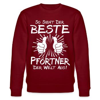Bester Pförtner - Stanley/Stella Unisex Bio-Sweatshirt CHANGER  - Burgunderrot - Vorne - Nik (191cm) & Marisol (170cm)