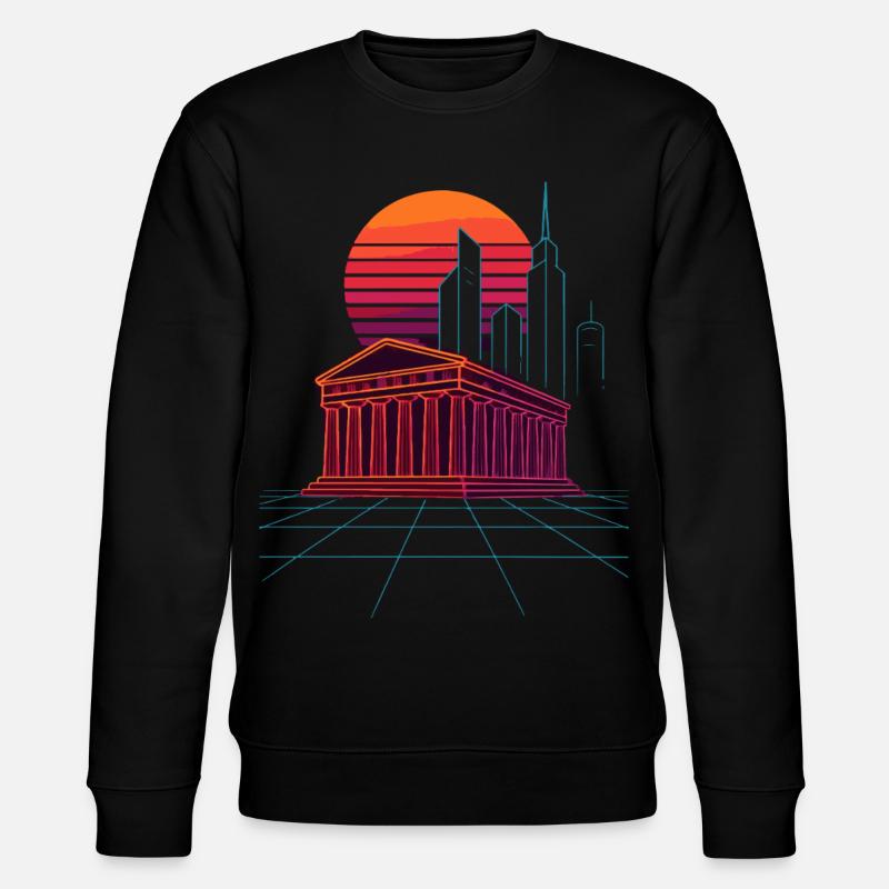 Neon Skyline trifft antike Säulen - Athen - Stanley/Stella Unisex Bio-Sweatshirt CHANGER - Schwarz
