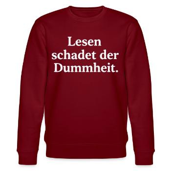 Lesen schadet der Dummheit - Stanley/Stella Unisex Bio-Sweatshirt CHANGER  - Burgunderrot - Vorne - Nik (191cm) & Marisol (170cm)