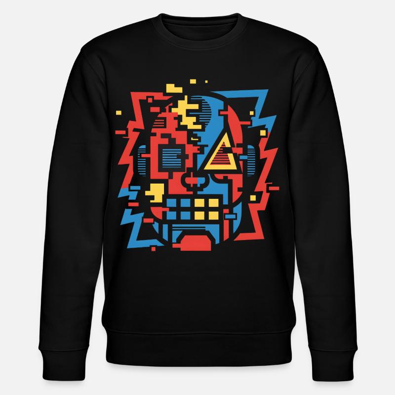 Abstraktes Glitch Gesicht - Stanley/Stella Unisex Bio-Sweatshirt CHANGER  - Schwarz