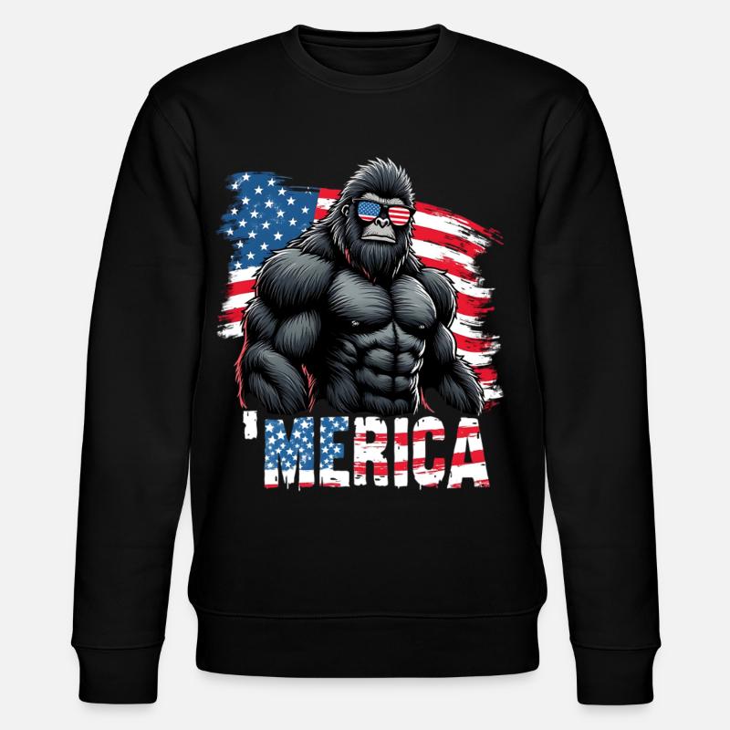 Muskelgorilla mit Flagge - Stanley/Stella Unisex Bio-Sweatshirt CHANGER  - Schwarz