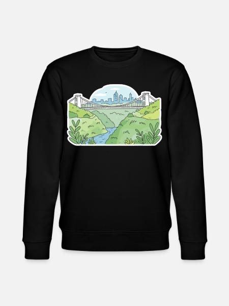 Bristol Clifton Suspension Bridge Skyline Art - Stanley/Stella CHANGER Unisex Organic Sweatshirt - black