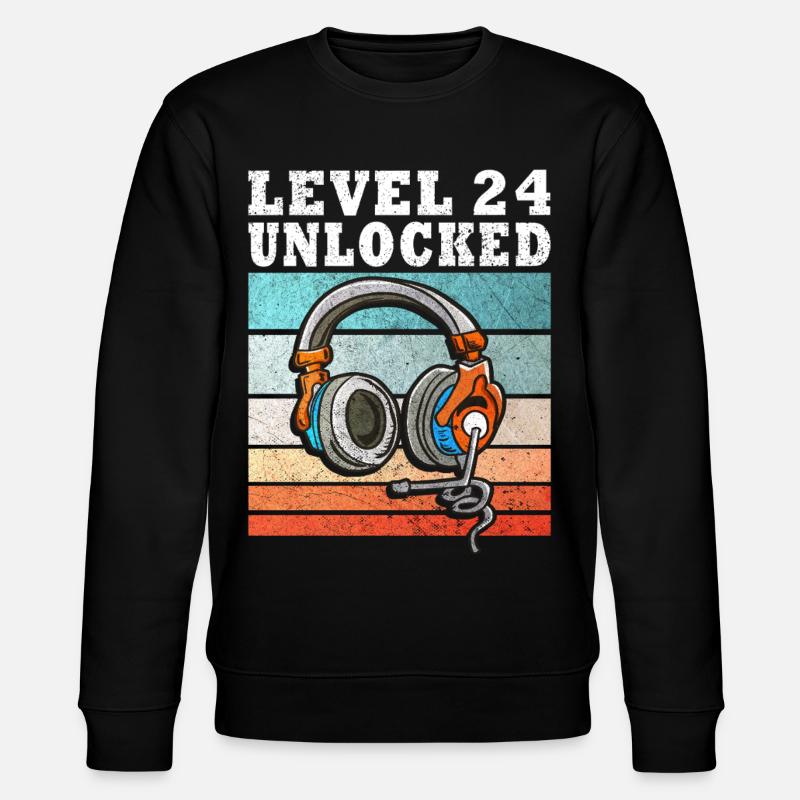 Level 24 Unlocked Kopfhörer - Stanley/Stella Unisex Bio-Sweatshirt CHANGER  - Schwarz