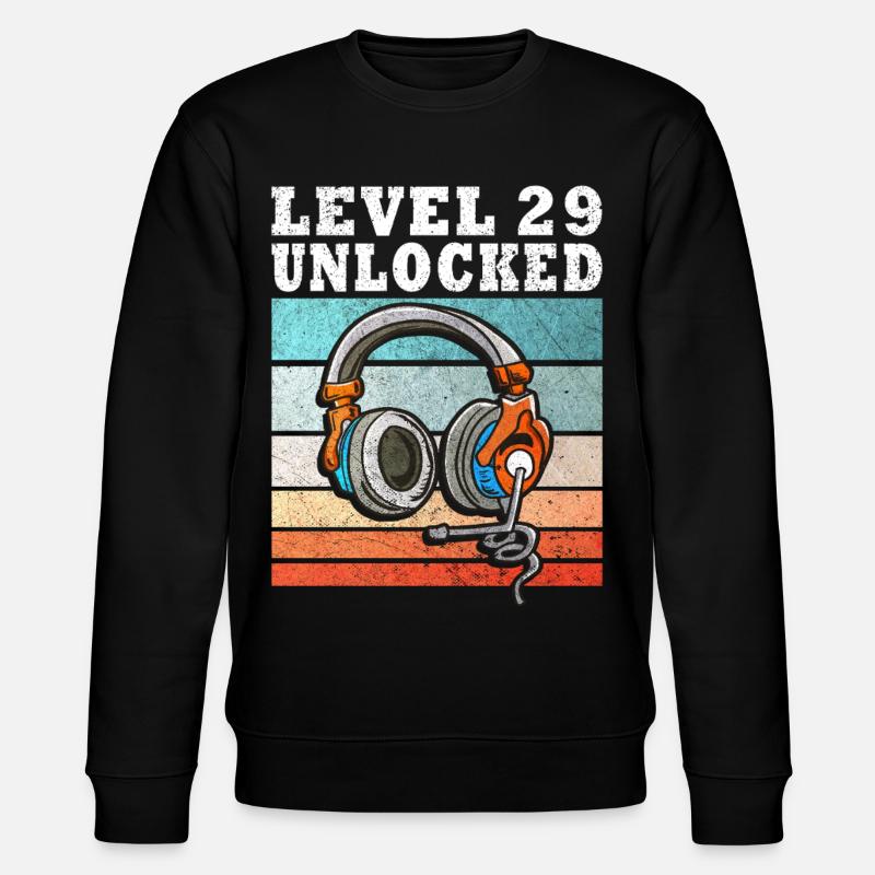 Level 29 Unlock Headphones Retro - Stanley/Stella CHANGER Unisex Organic Sweatshirt - black