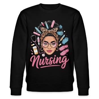 Nursing Glam: Nursing Heroine Trend - Stanley/Stella CHANGER Unisex Organic Sweatshirt - black - Front - Nik (191cm) & Marisol (170cm)