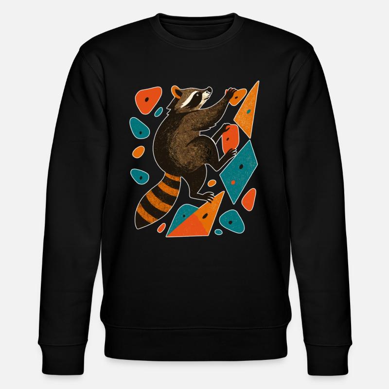 Bouldern Waschbär Klettern Motivation Geschenk - Stanley/Stella Unisex Bio-Sweatshirt CHANGER  - Schwarz