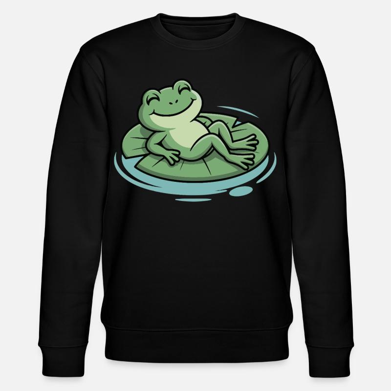 Grenouille froide sur un coussin feuille - Sweat bio CHANGER Stanley/Stella Unisexe - noir