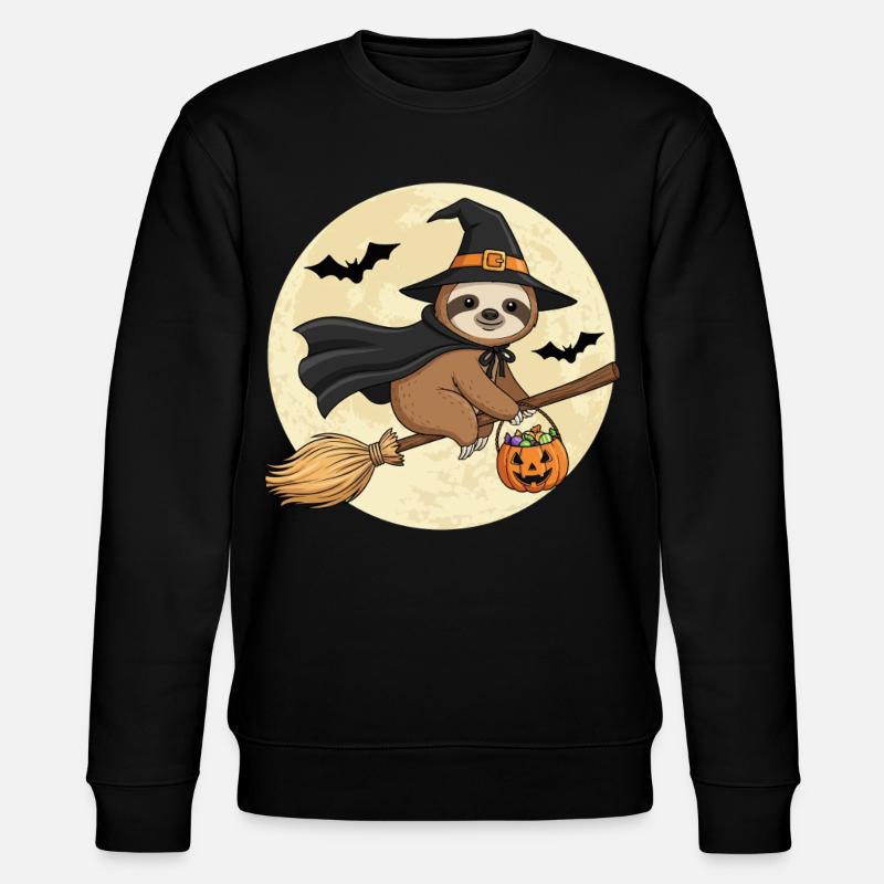 Süßer Faultier Hexe Halloween - Stanley/Stella Unisex Bio-Sweatshirt CHANGER - Schwarz