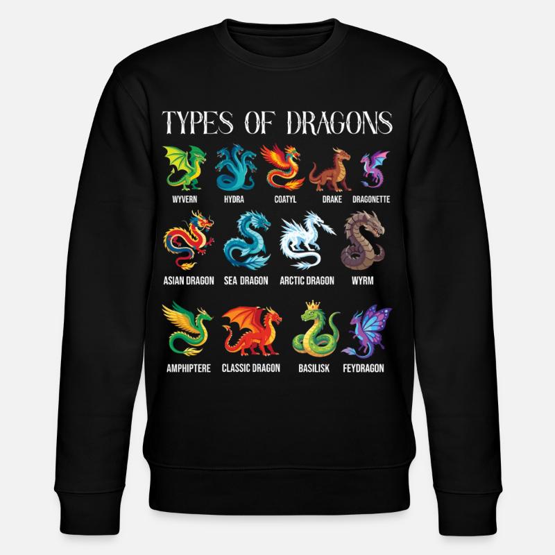 Arten von Dragons Lover Fantasy - Stanley/Stella Unisex Bio-Sweatshirt CHANGER  - Schwarz