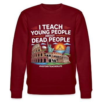 history - Stanley/Stella CHANGER Unisex Organic Sweatshirt - burgundy - Front - Nik (191cm) & Marisol (170cm)