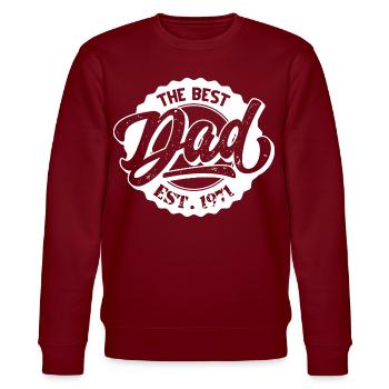 The Best Dad EST 1971 - Stanley/Stella Unisex Bio-Sweatshirt CHANGER  - Burgunderrot - Vorne - Nik (191cm) & Marisol (170cm)