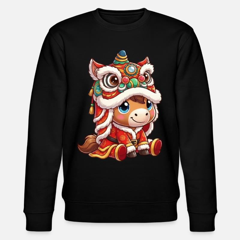 Chinesisches Neujahr Pferd 2026 - Stanley/Stella Unisex Bio-Sweatshirt CHANGER  - Schwarz