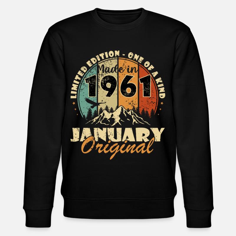 1961 Januar Original – Limitierte Edition - Stanley/Stella Unisex Bio-Sweatshirt CHANGER  - Schwarz