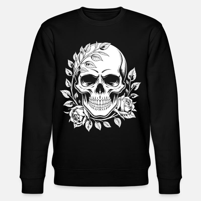 Crâne avec couronne de fleurs - Sweat bio CHANGER Stanley/Stella Unisexe - noir
