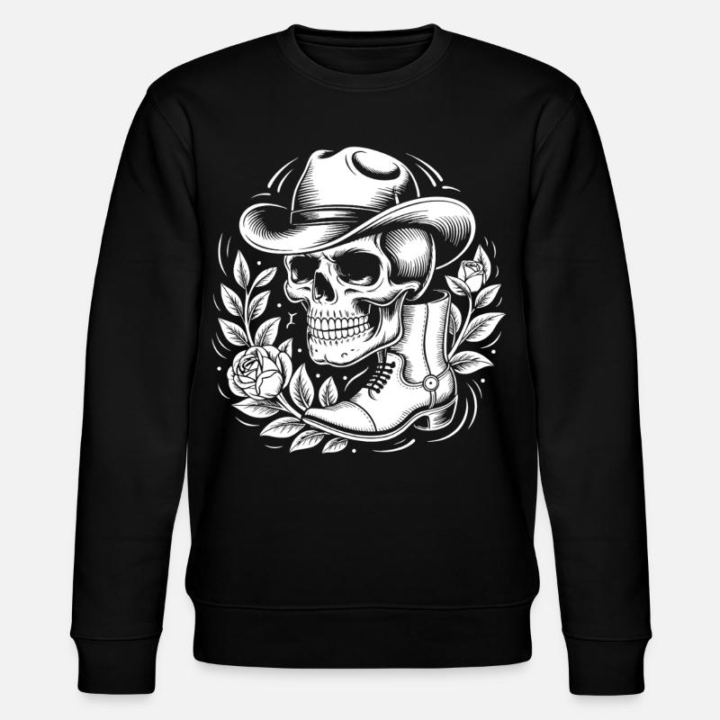 Skeleton cowboy with leaf wreath - Stanley/Stella CHANGER Unisex Organic Sweatshirt - black