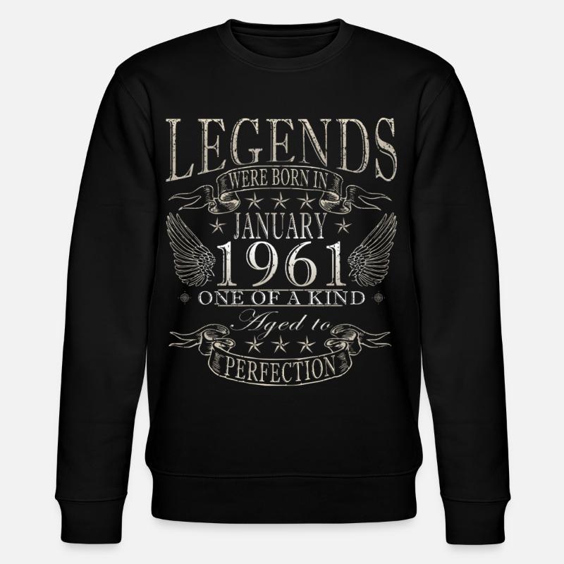 65e anniversaire Millésime janvier 1961 - Sweat bio CHANGER Stanley/Stella Unisexe - noir