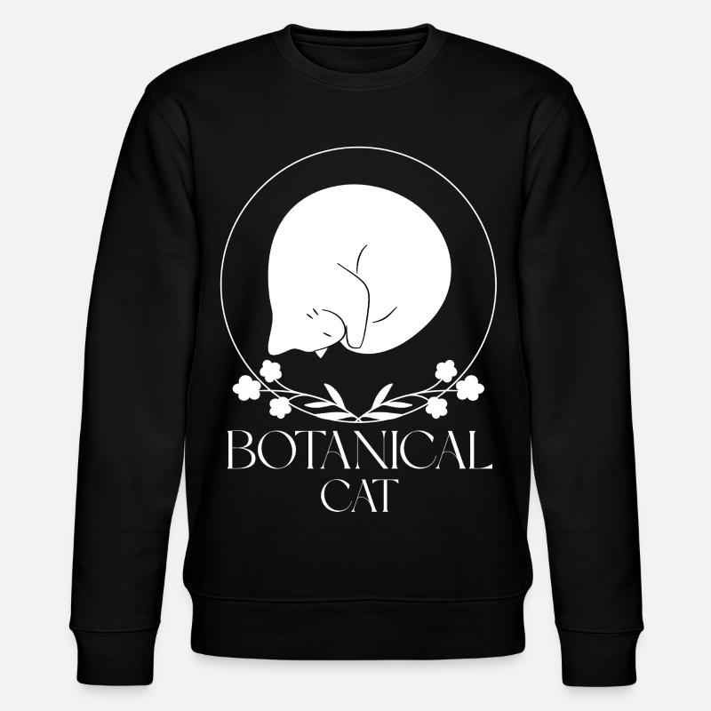 Minimalistische botanische Katze - Stanley/Stella Unisex Bio-Sweatshirt CHANGER  - Schwarz