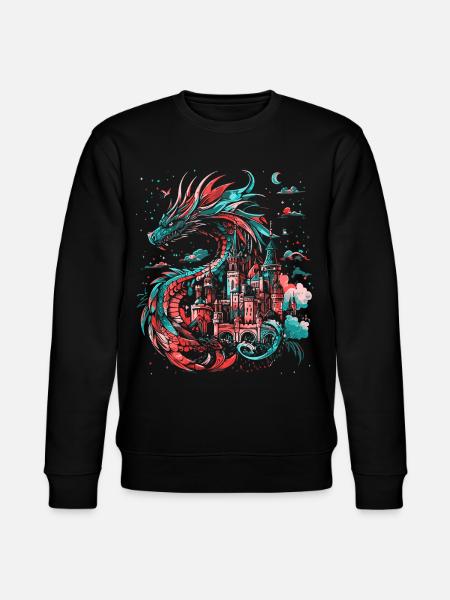 Dragon Castle Fantasy Magic Mythology Creature - Stanley/Stella CHANGER Unisex Organic Sweatshirt - black