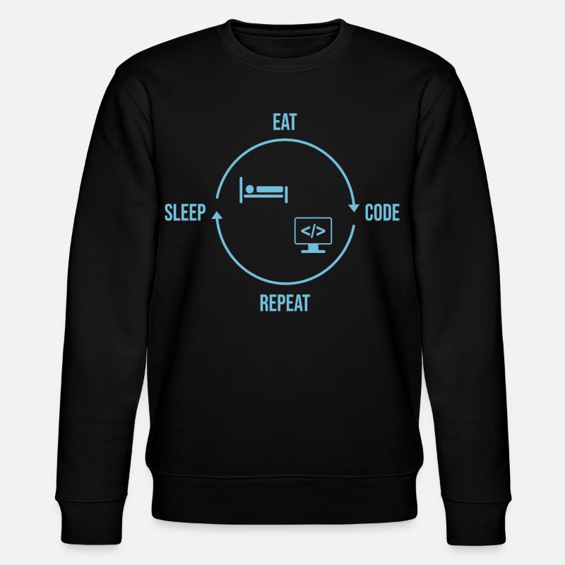 Eat Sleep Code Repeat - Programmer Cycle - Stanley/Stella CHANGER Unisex Organic Sweatshirt - black