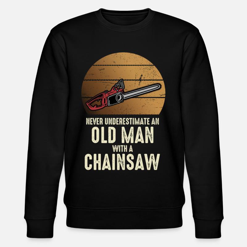 Alter Mann mit Kettensäge - Stanley/Stella Unisex Bio-Sweatshirt CHANGER  - Schwarz