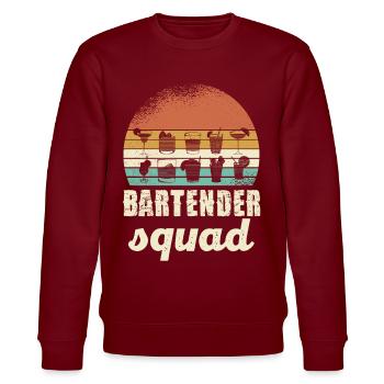 Bartender Squad Retro - Stanley/Stella Unisex Bio-Sweatshirt CHANGER  - Burgunderrot - Vorne - Nik (191cm) & Marisol (170cm)