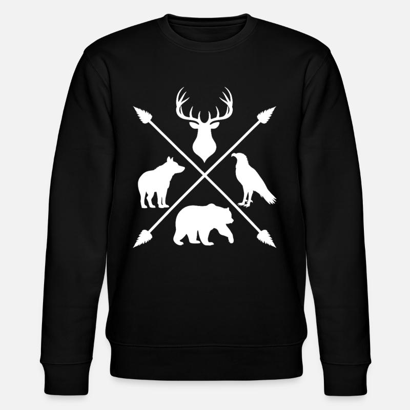 Waldtiere Wildnis Hirsch Wolf Bär Pfeile - Stanley/Stella Unisex Bio-Sweatshirt CHANGER  - Schwarz