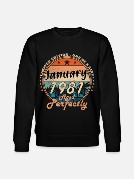 45th Birthday Original January 1981 - Stanley/Stella CHANGER Unisex Organic Sweatshirt - black
