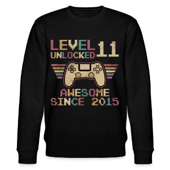 11th Birthday Boys Video Gamer Level 11 unlocked - Stanley/Stella CHANGER Unisex Organic Sweatshirt - black - Front - Nik (191cm) & Marisol (170cm)
