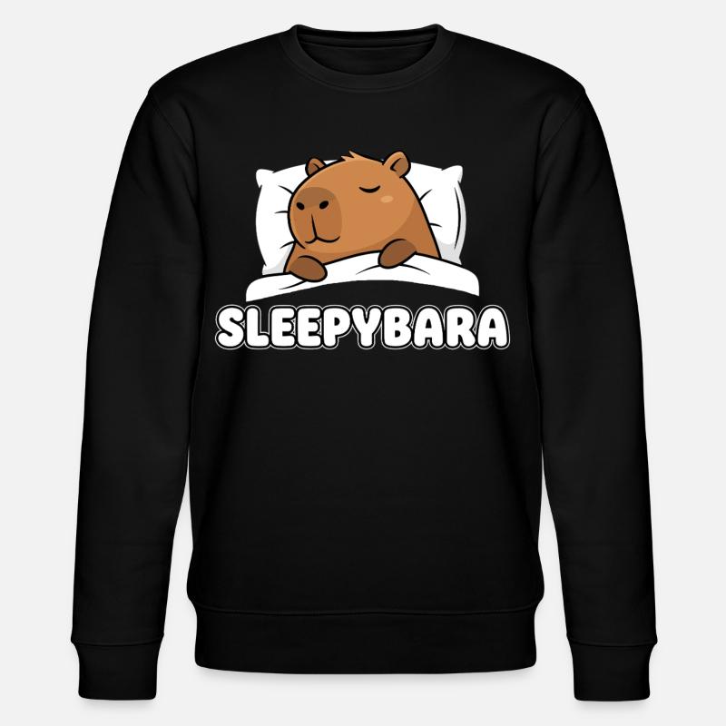 Sleepybara - Cute Sleeping Capybara - Stanley/Stella CHANGER Unisex Organic Sweatshirt - black