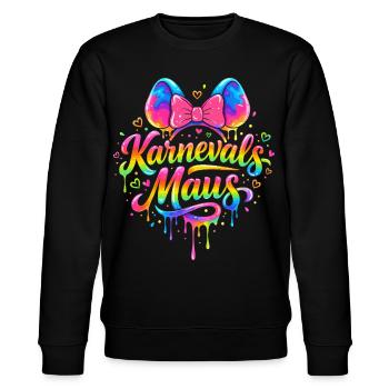Karneval Maus Kostüm Lustig Fasching Party - Stanley/Stella Unisex Bio-Sweatshirt CHANGER  - Schwarz - Vorne - Nik (191cm) & Marisol (170cm)
