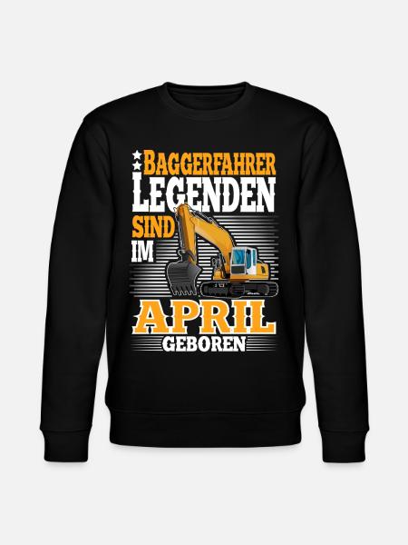 Excavator Driver Birthday April - Stanley/Stella CHANGER Unisex Organic Sweatshirt - black