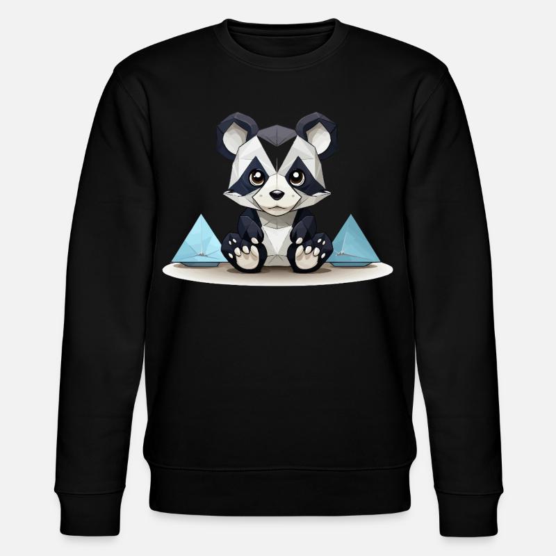 Low-Poly Panda am Eisgebirge - Stanley/Stella CHANGER Unisex Organic Sweatshirt - black