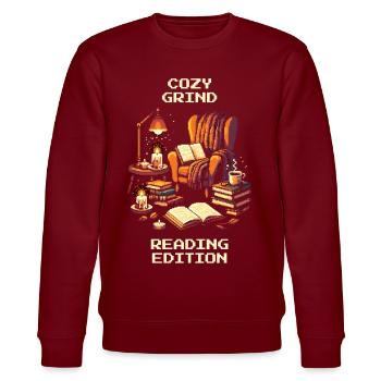 Gemütlicher Grind | Cozy Lesen Bücher - Stanley/Stella Unisex Bio-Sweatshirt CHANGER  - Burgunderrot - Vorne - Nik (191cm) & Marisol (170cm)