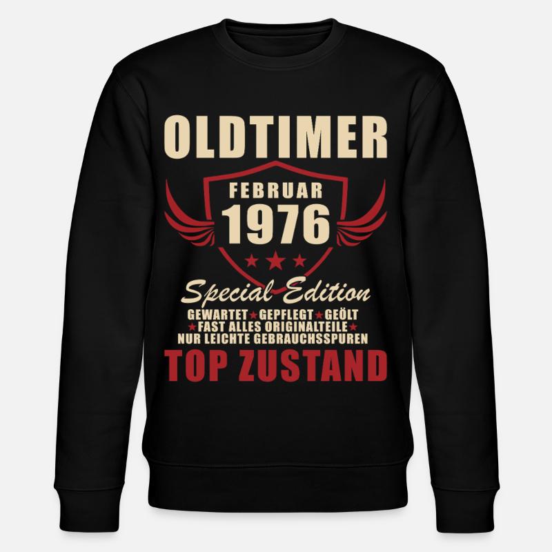 Février 1976 Anniversaire Oldtimer 1976 - Sweat bio CHANGER Stanley/Stella Unisexe - noir