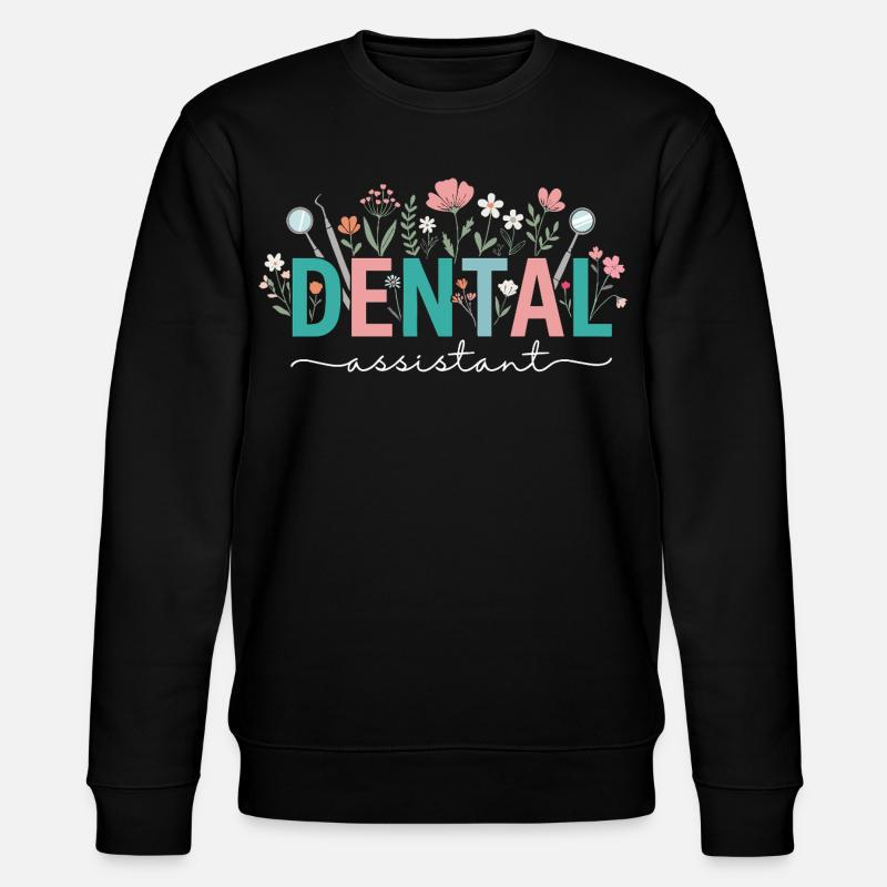 Assistante dentaire en fleurs, femme dentiste - Sweat bio CHANGER Stanley/Stella Unisexe - noir