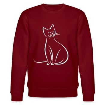 Dessin de chat - Sweat bio CHANGER Stanley/Stella Unisexe - bordeaux - Devant - Nik (191cm) & Marisol (170cm)