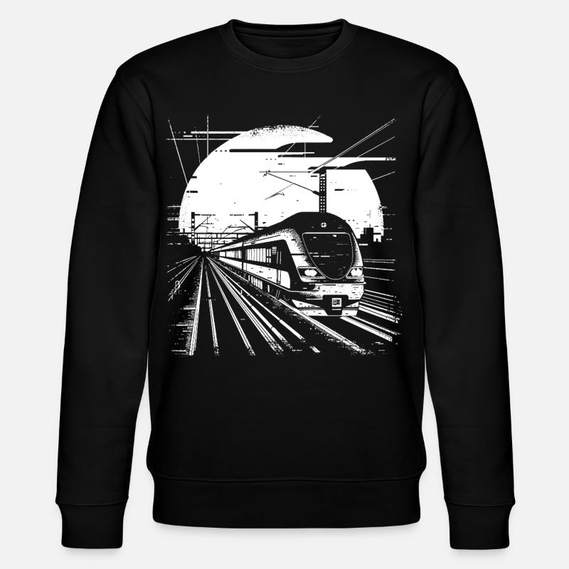 Eisenbahn Zeichnung - Stanley/Stella Unisex Bio-Sweatshirt CHANGER  - Schwarz