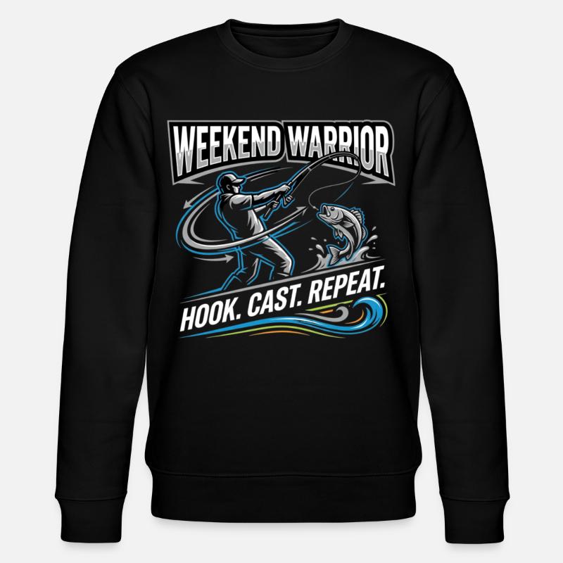 Weekend Warrior Hook Cast Repeat Angler - Stanley/Stella CHANGER Unisex Organic Sweatshirt - black