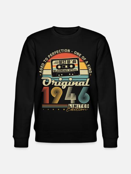 1946 Vintage 80th Birthday Gift Retro - Stanley/Stella CHANGER Unisex Organic Sweatshirt - black