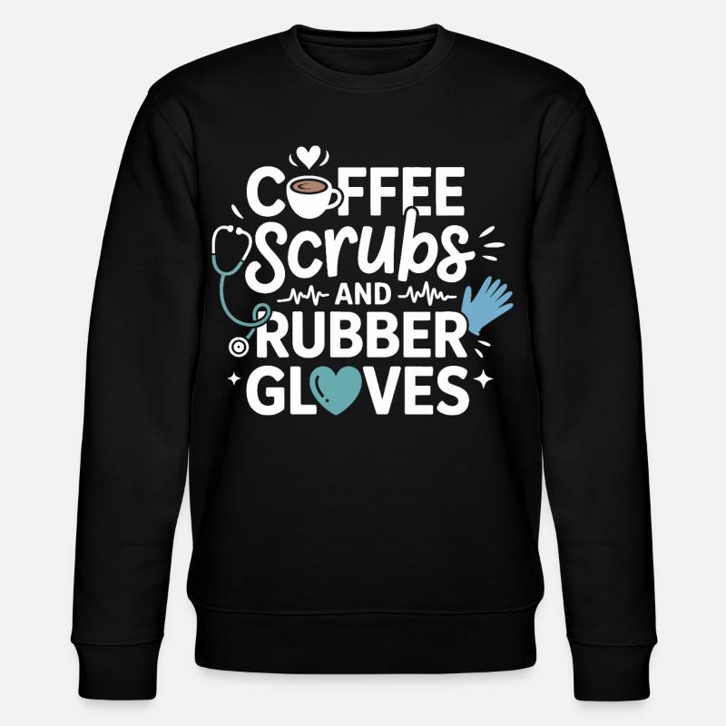 Kaffee Scrubs und Gummihandschuhe - Stanley/Stella Unisex Bio-Sweatshirt CHANGER  - Schwarz