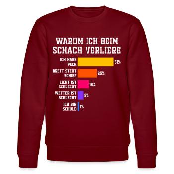 Warum ich beim Squash verliere Squash - Stanley/Stella Unisex Bio-Sweatshirt CHANGER  - Burgunderrot - Vorne - Nik (191cm) & Marisol (170cm)