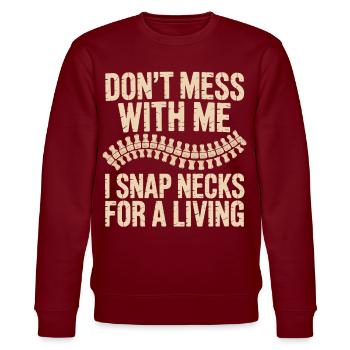 Dont Mess With Me Zip Neck - Stanley/Stella Unisex Bio-Sweatshirt CHANGER  - Burgunderrot - Vorne - Nik (191cm) & Marisol (170cm)