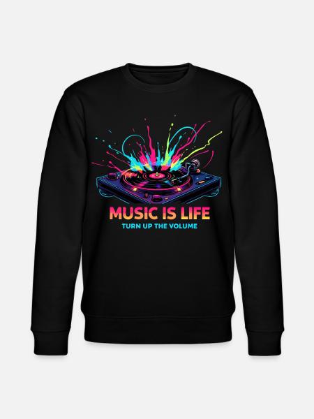 Music Is Life Turntable Beat - Stanley/Stella Unisex Bio-Sweatshirt CHANGER - Schwarz