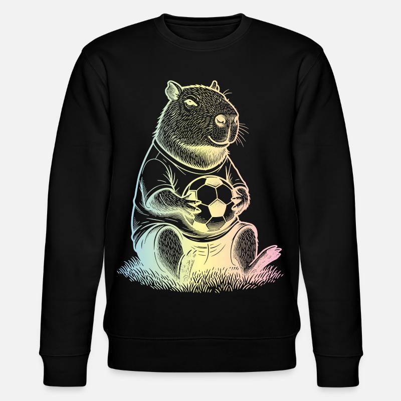 Fußball Capybara - Stanley/Stella Unisex Bio-Sweatshirt CHANGER  - Schwarz