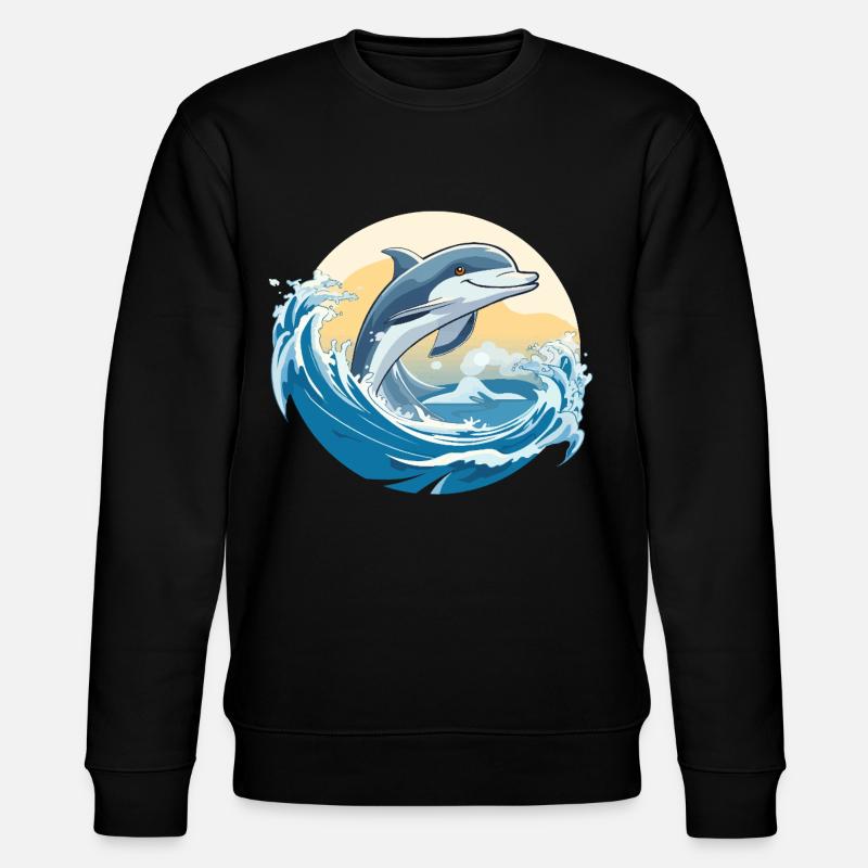 Dolphin jump over surf wave - Stanley/Stella CHANGER Unisex Organic Sweatshirt - black