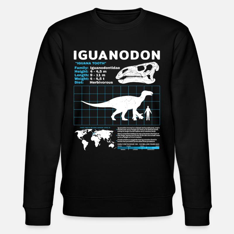 Iguanodon Fact Sheet - Stanley/Stella CHANGER Unisex Organic Sweatshirt - black