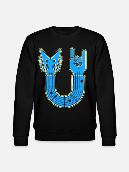 Blue U-Shape Guitar with Rock Hand - Stanley/Stella CHANGER Unisex Organic Sweatshirt - black