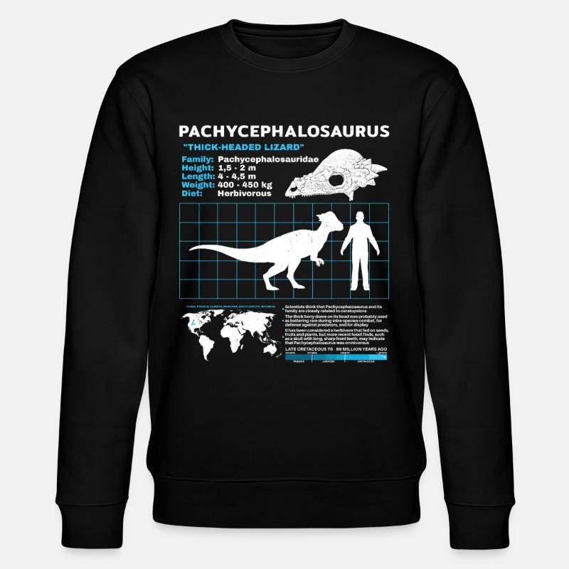 Pachycephalosaurus Fact Sheet - Stanley/Stella CHANGER Unisex Organic Sweatshirt - black