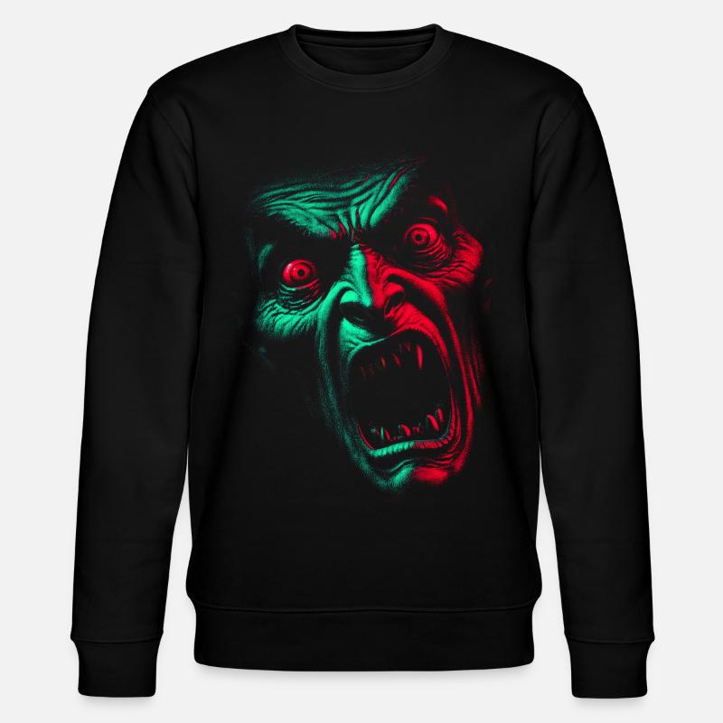 Split Face Horror GrünRot - Stanley/Stella Unisex Bio-Sweatshirt CHANGER  - Schwarz